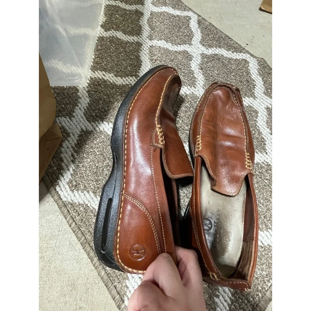 Cole Haan Loafers Men's 9.5‎ Brown Leather Nike Air Driving Mocs Slip on Shoes